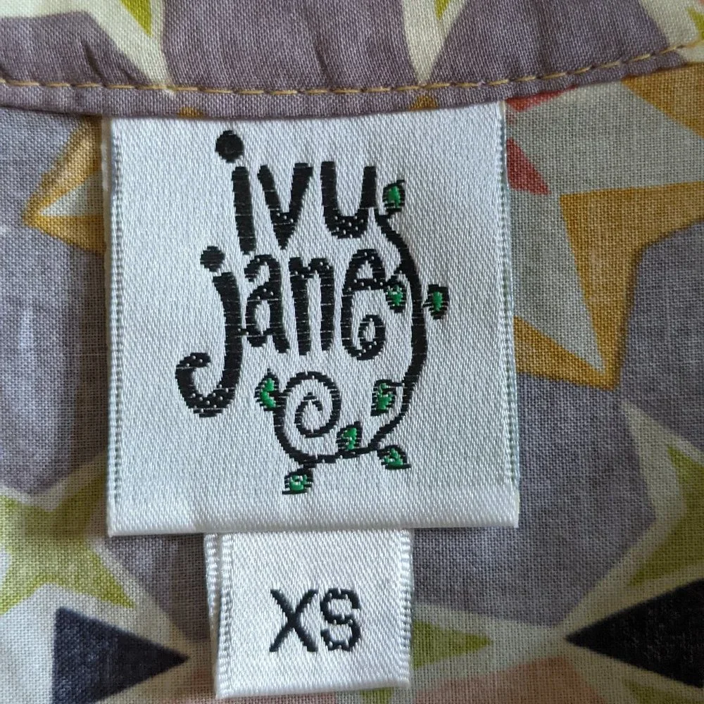 Ivy Jane Ditzy Floral Tunic Yellow Orange XS Flower Child Hippie Bohemian Retro - Picture 9 of 10